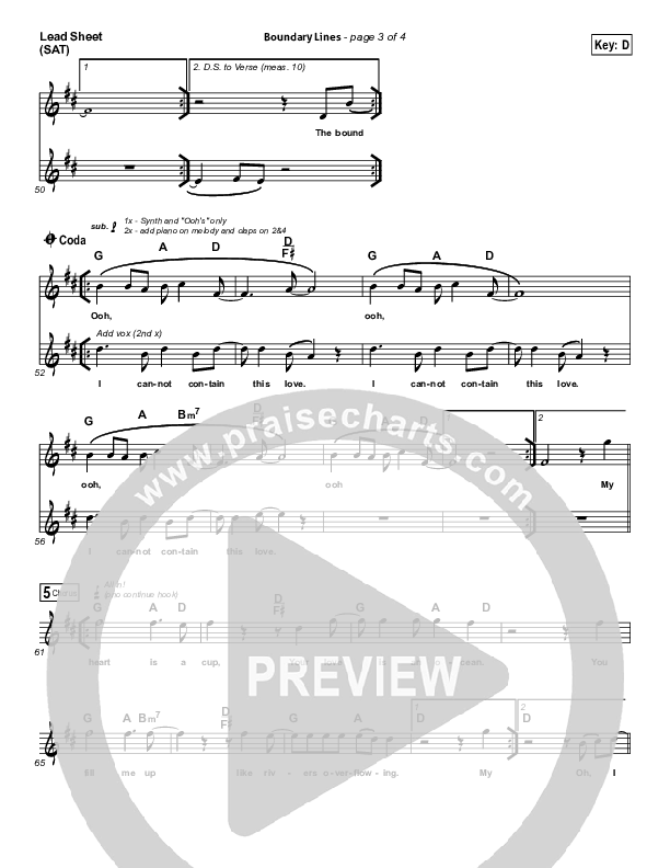 Boundary Lines Lead Sheet (Chris Tomlin)