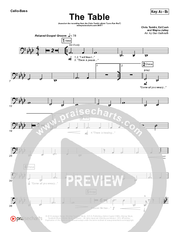 The Table Cello/Bass (Chris Tomlin)