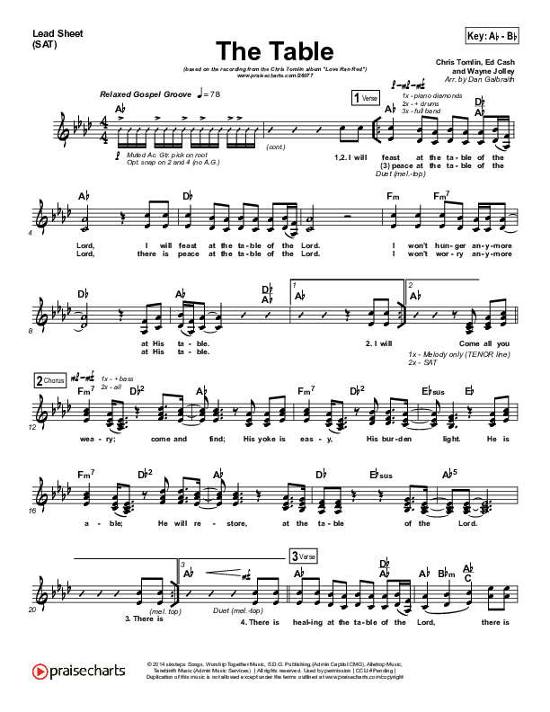 The Table Lead Sheet (SAT) (Chris Tomlin)