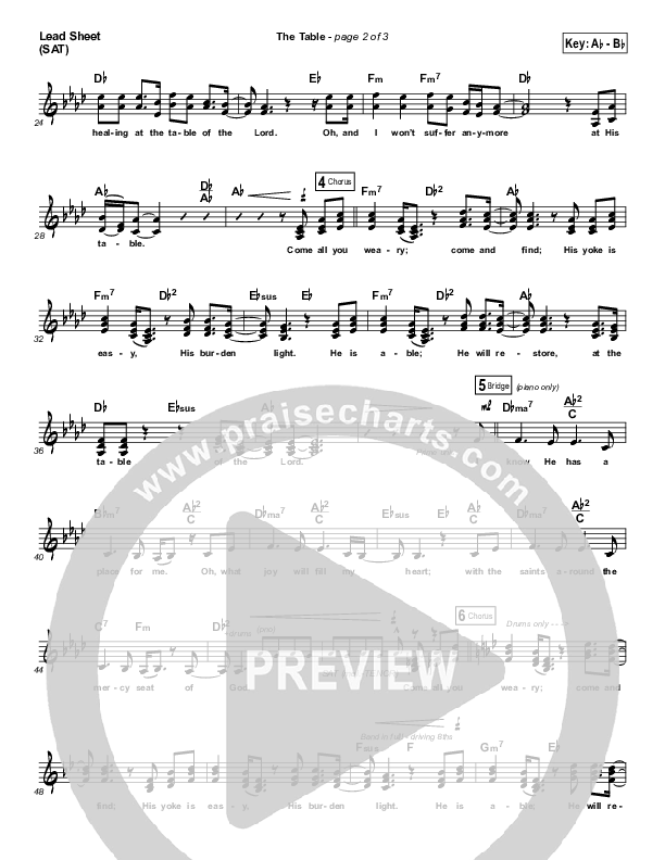 The Table Lead Sheet (SAT) (Chris Tomlin)