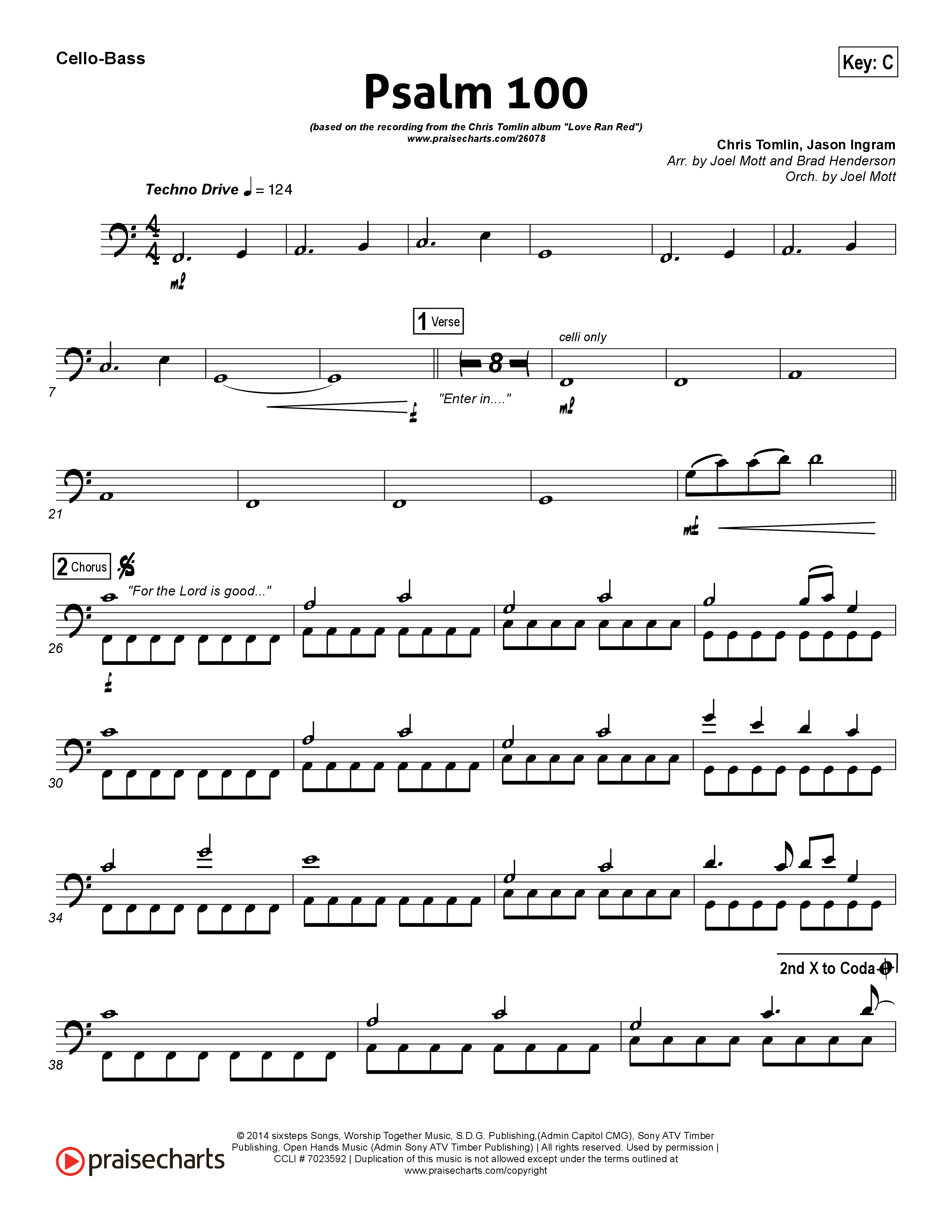 Psalm 100 Cello/Bass (Chris Tomlin)
