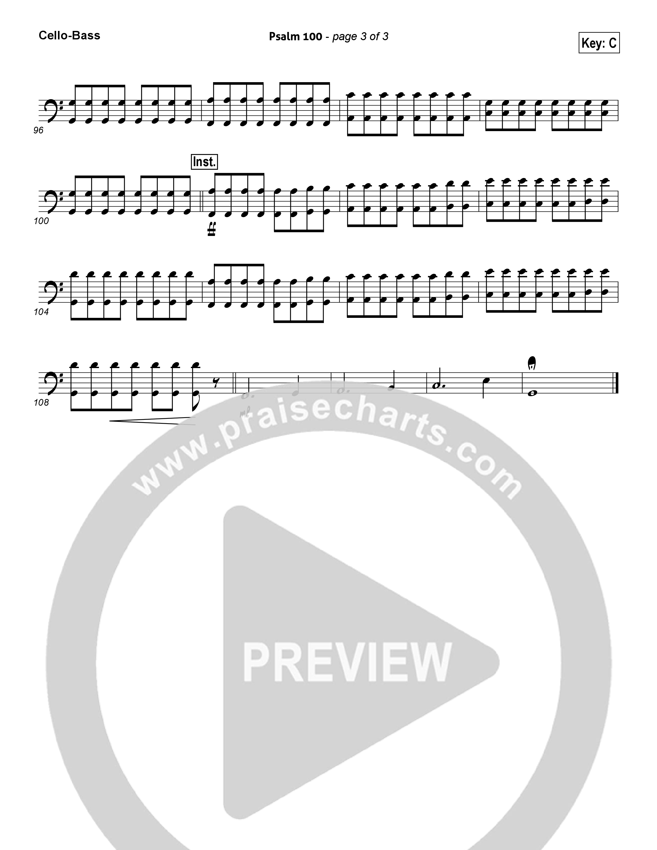 Psalm 100 Cello/Bass (Chris Tomlin)