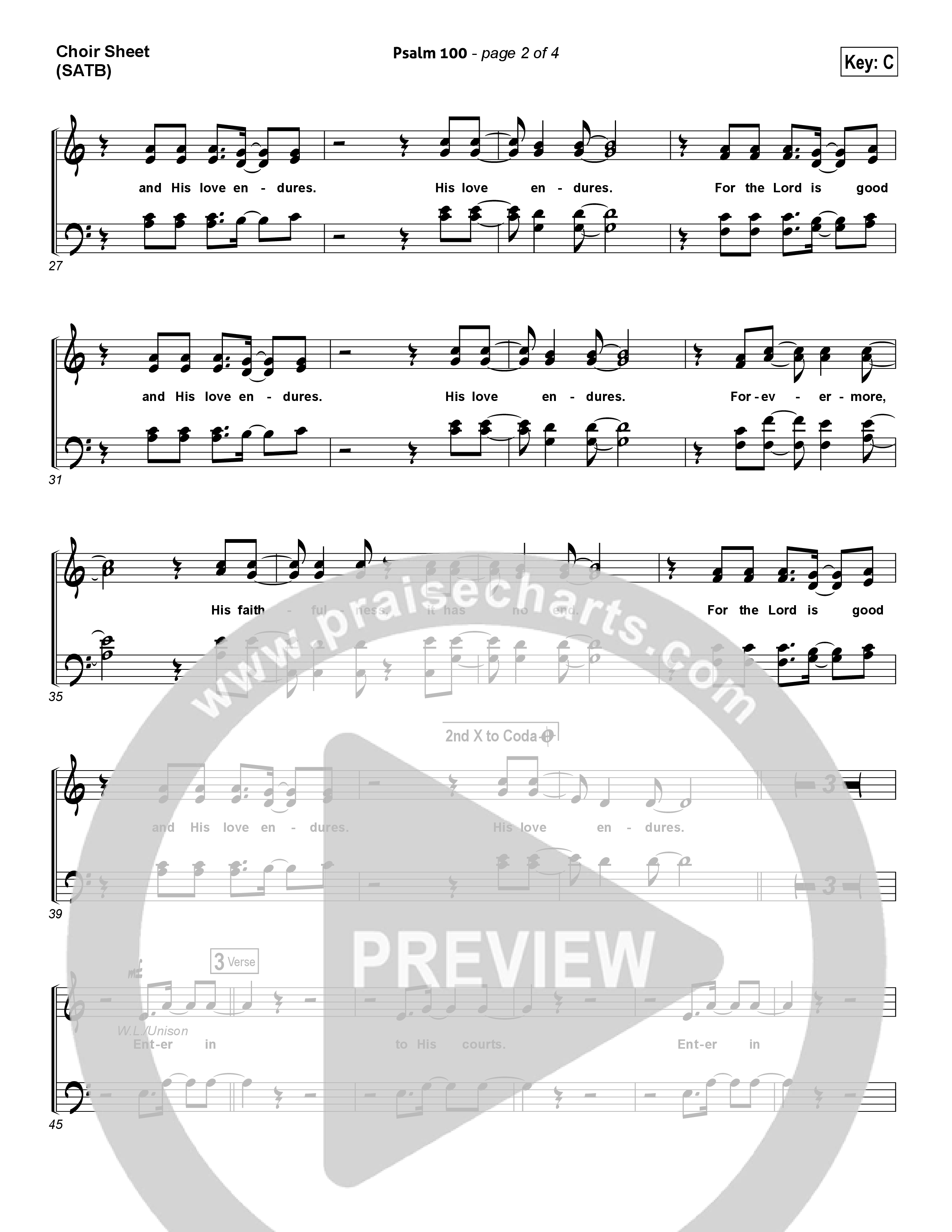 Psalm 100 Choir Sheet (SATB) (Chris Tomlin)