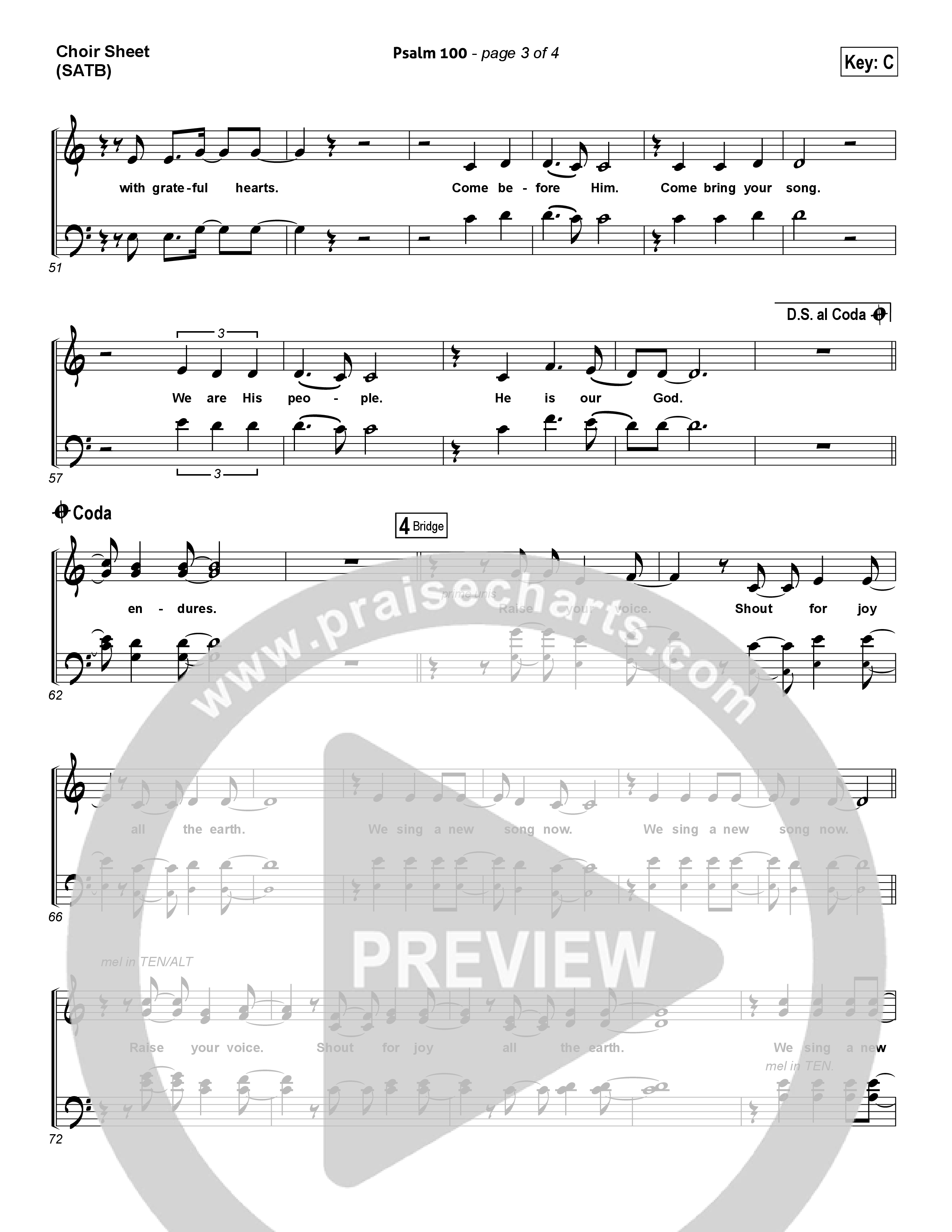 Psalm 100 Choir Sheet (SATB) (Chris Tomlin)