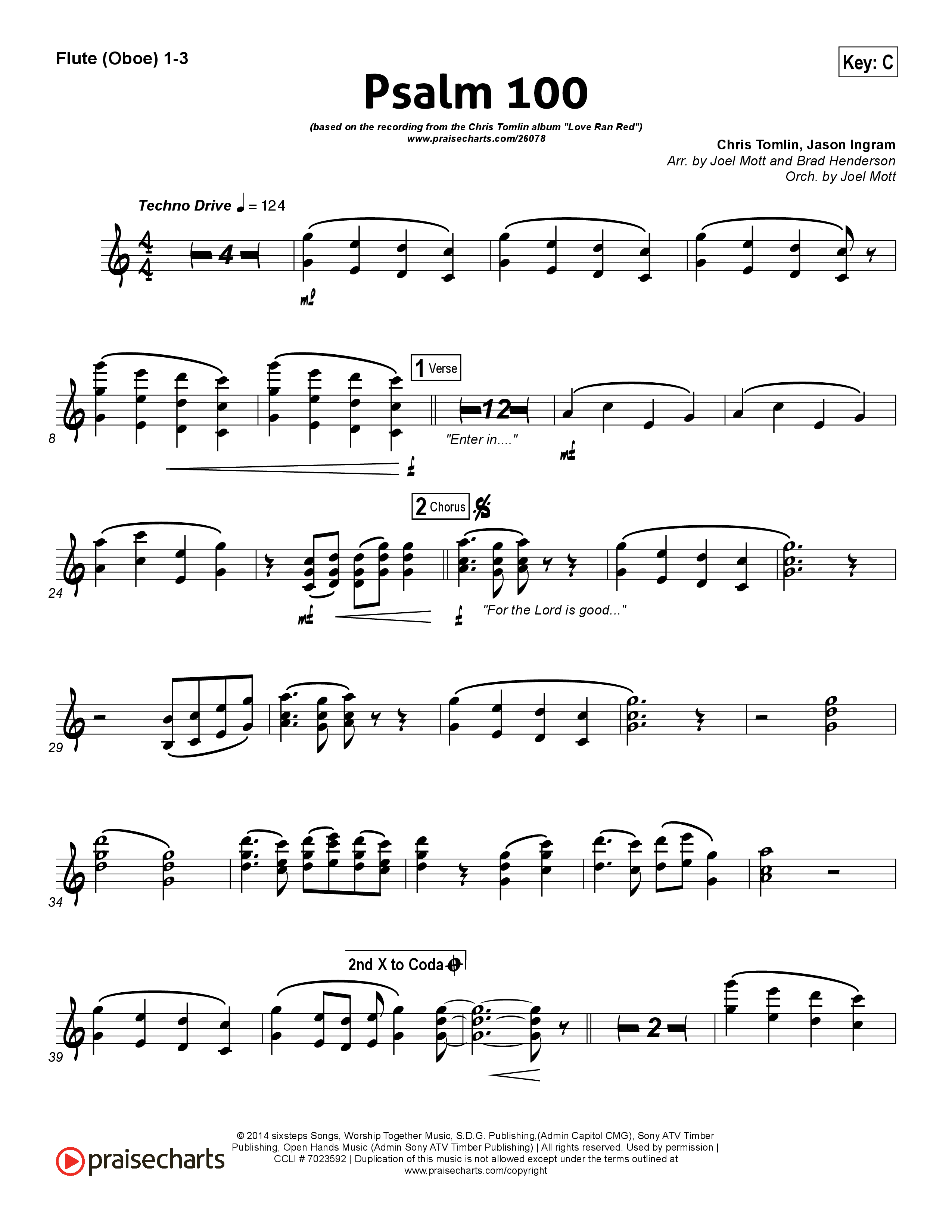 Psalm 100 Flute/Oboe 1/2/3 (Chris Tomlin)