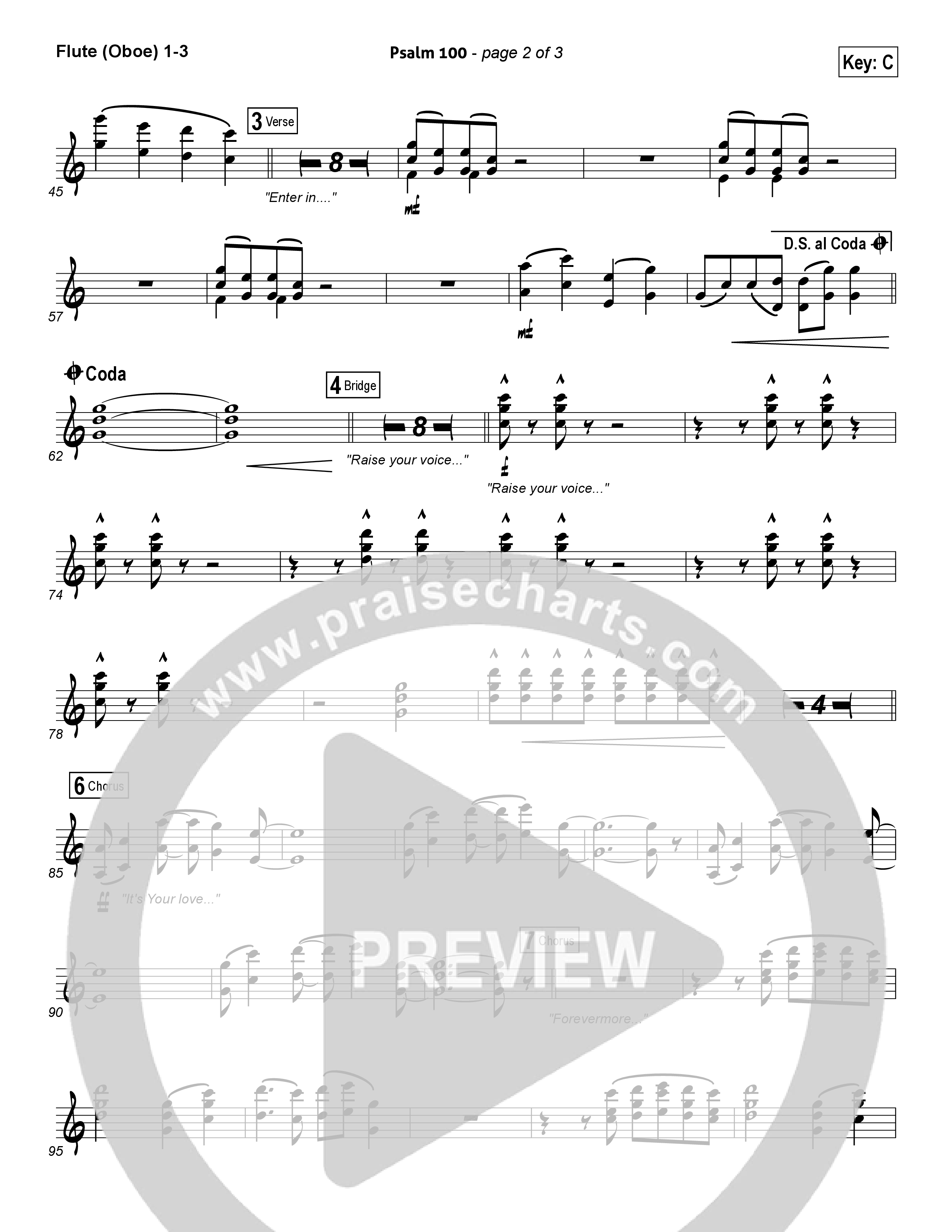 Psalm 100 Flute/Oboe 1/2/3 (Chris Tomlin)