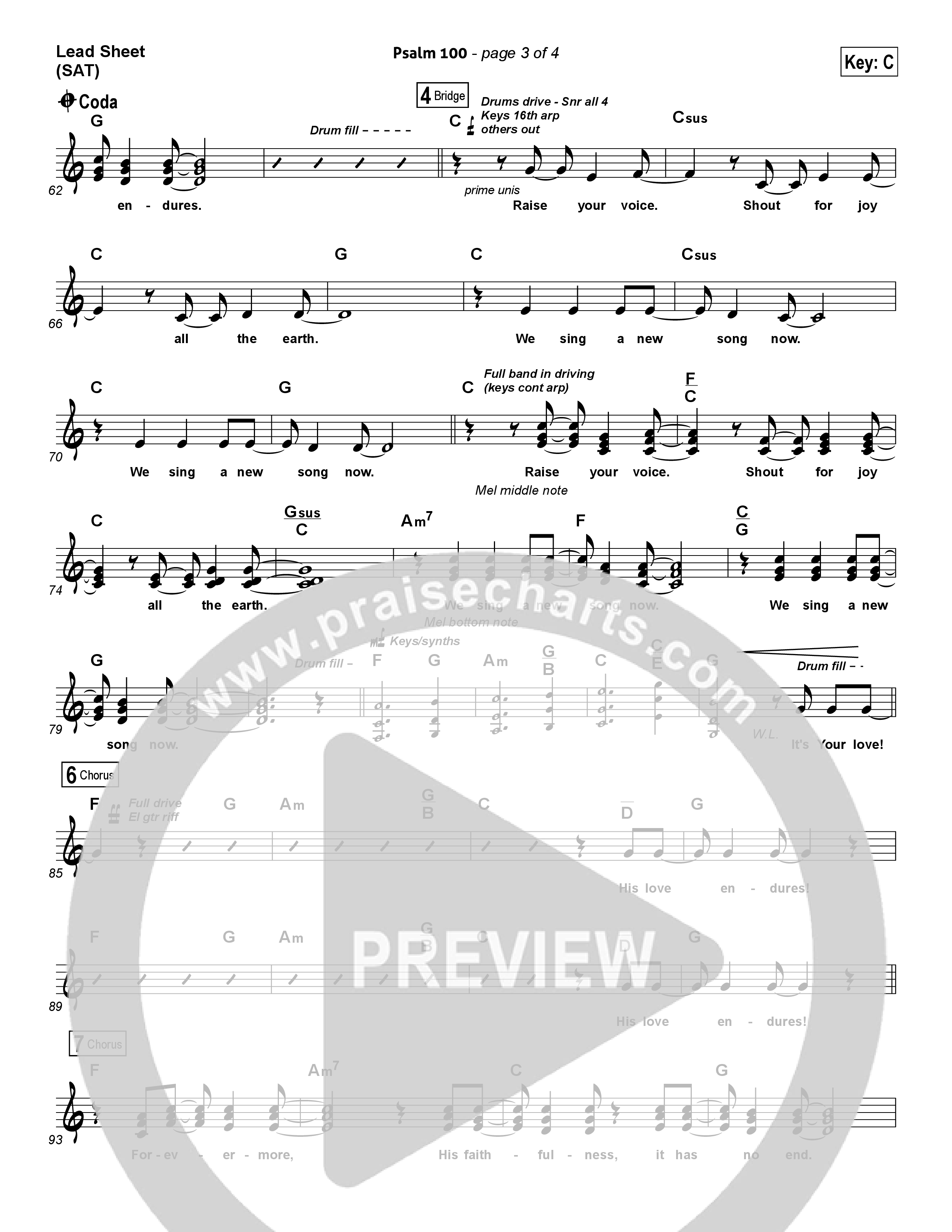 Psalm 100 Lead Sheet (SAT) (Chris Tomlin)