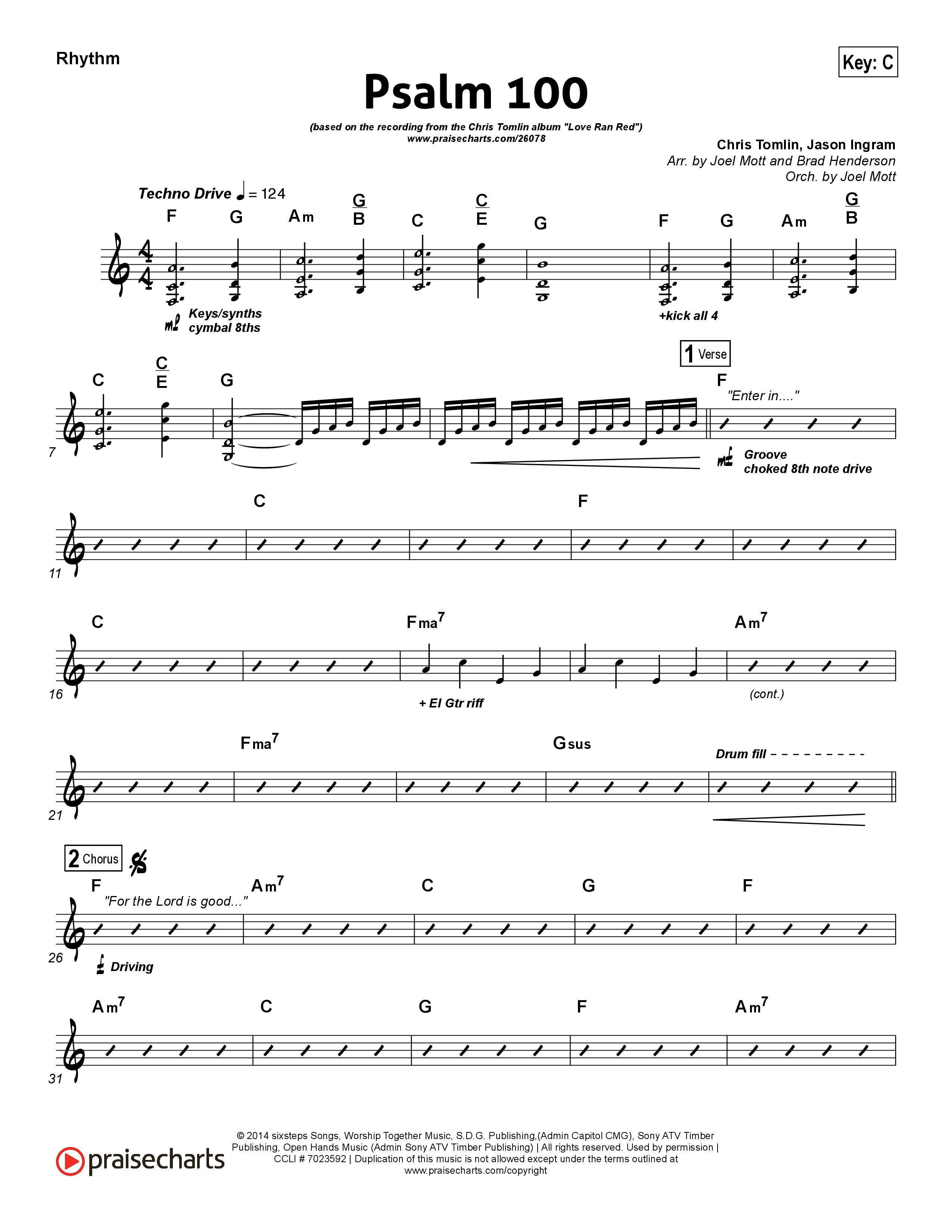Psalm 100 Rhythm Chart (Chris Tomlin)