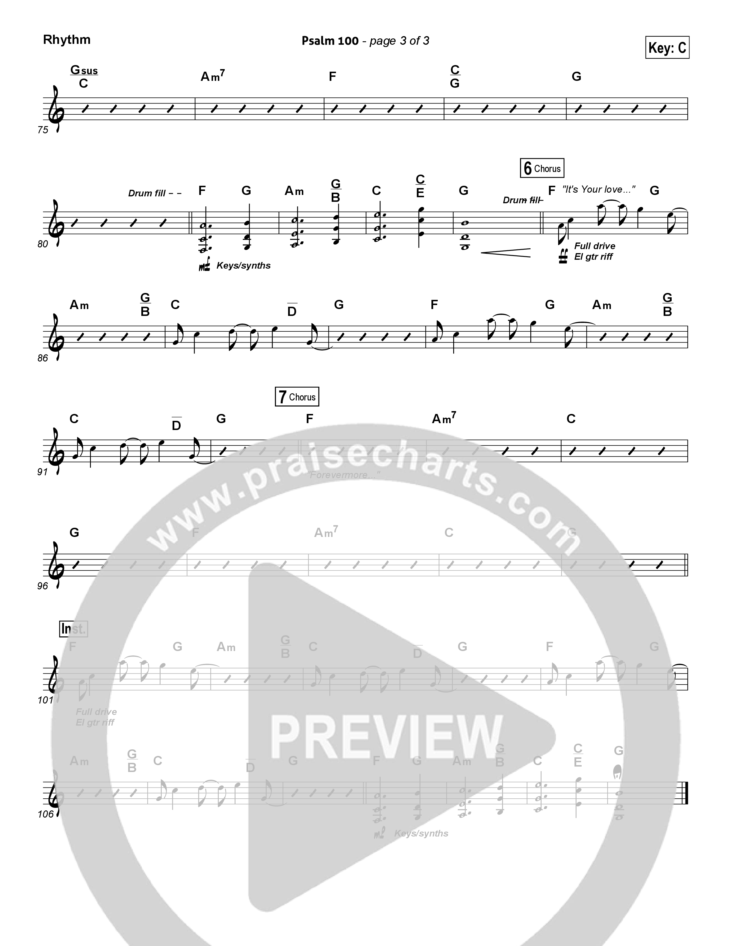 Psalm 100 Rhythm Chart (Chris Tomlin)