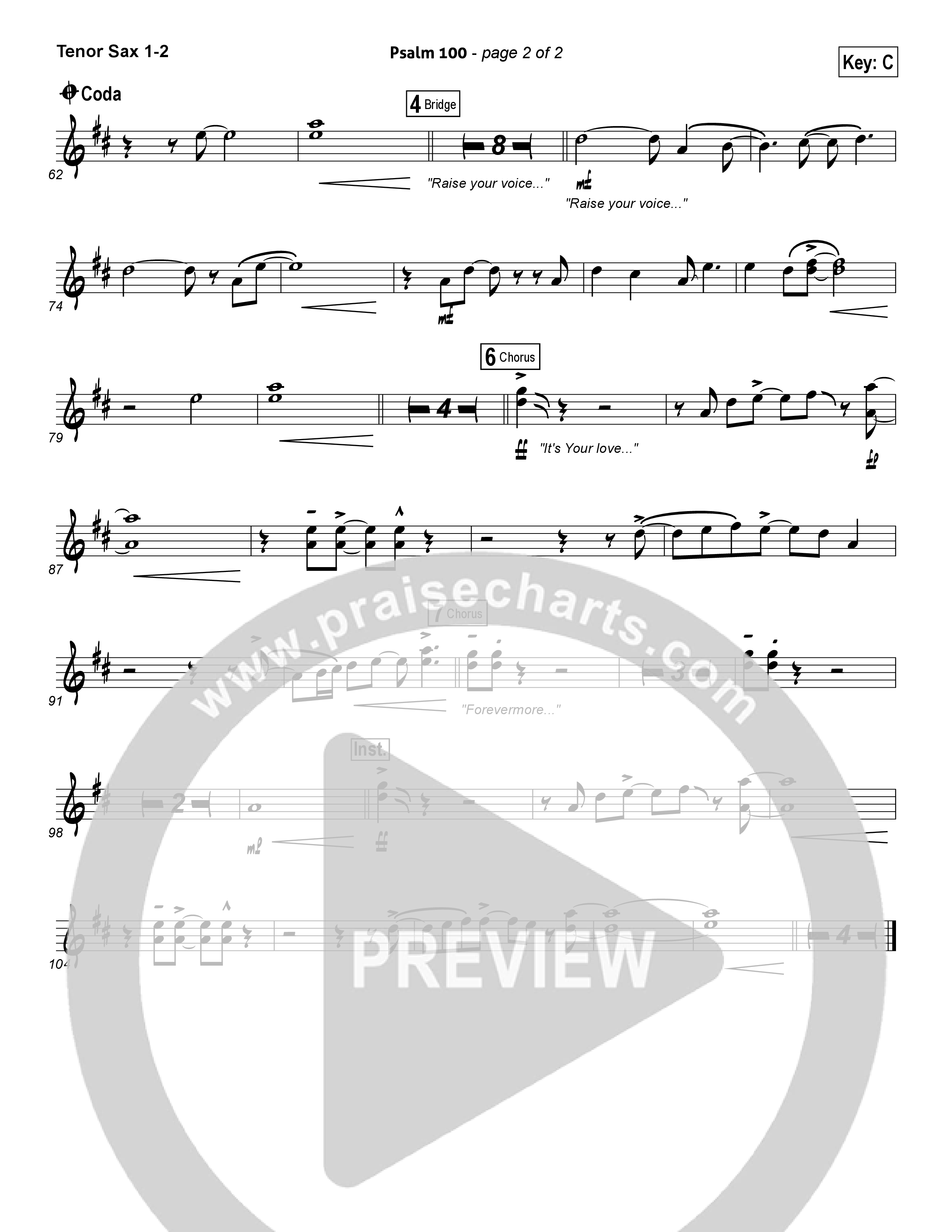 Psalm 100 Tenor Sax 1/2 (Chris Tomlin)