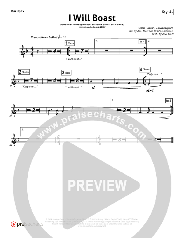 I Will Boast Bari Sax (Chris Tomlin)