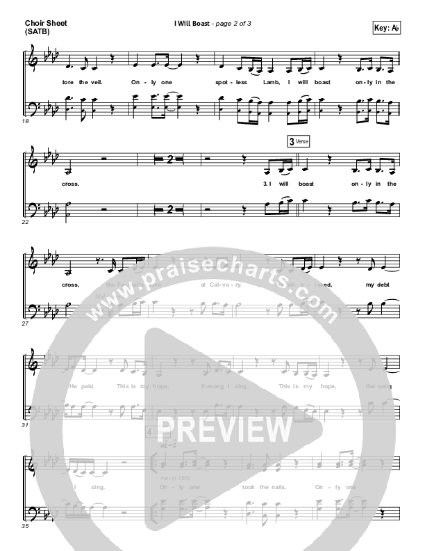 I Will Boast Choir Sheet (SATB) (Chris Tomlin)