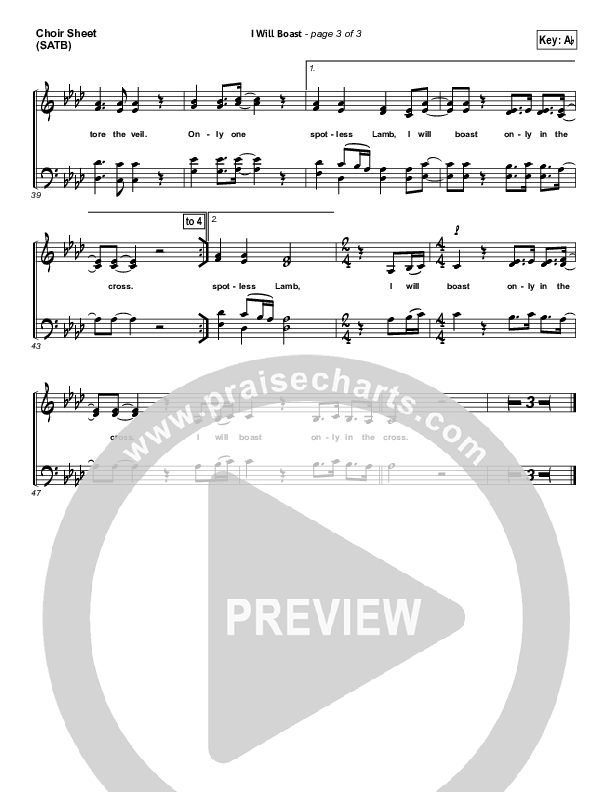I Will Boast Choir Sheet (SATB) (Chris Tomlin)