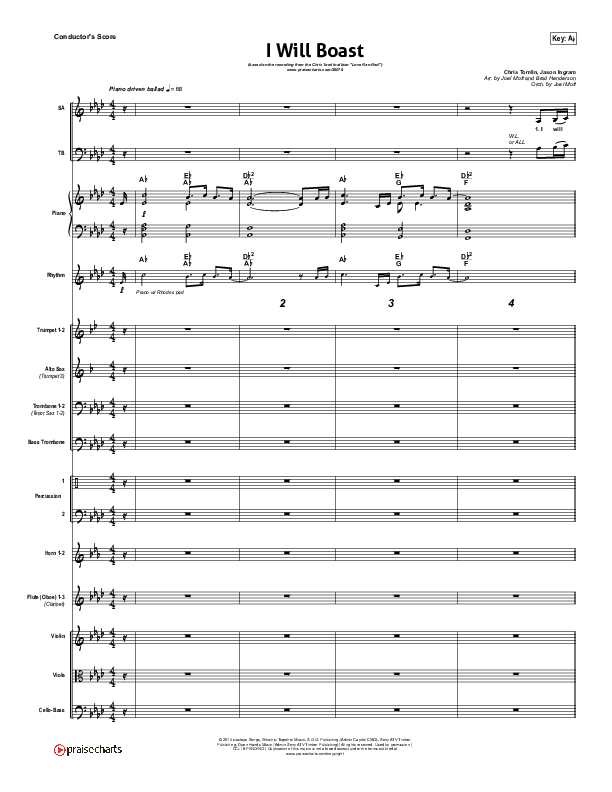 I Will Boast Conductor's Score (Chris Tomlin)