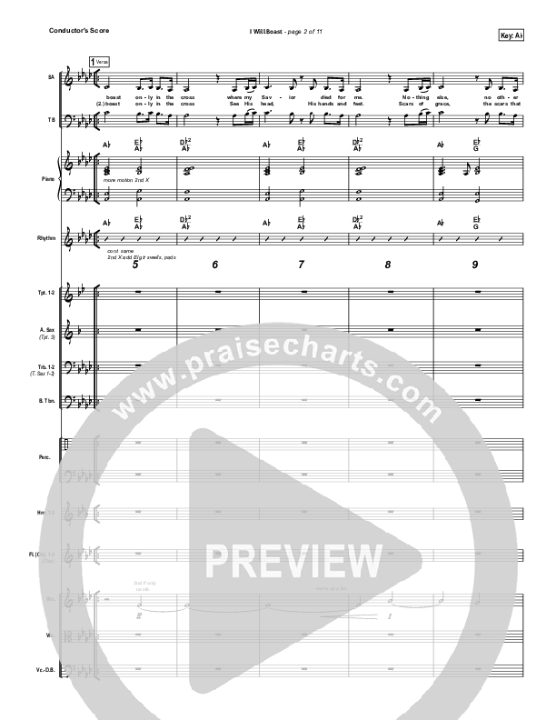 I Will Boast Conductor's Score (Chris Tomlin)