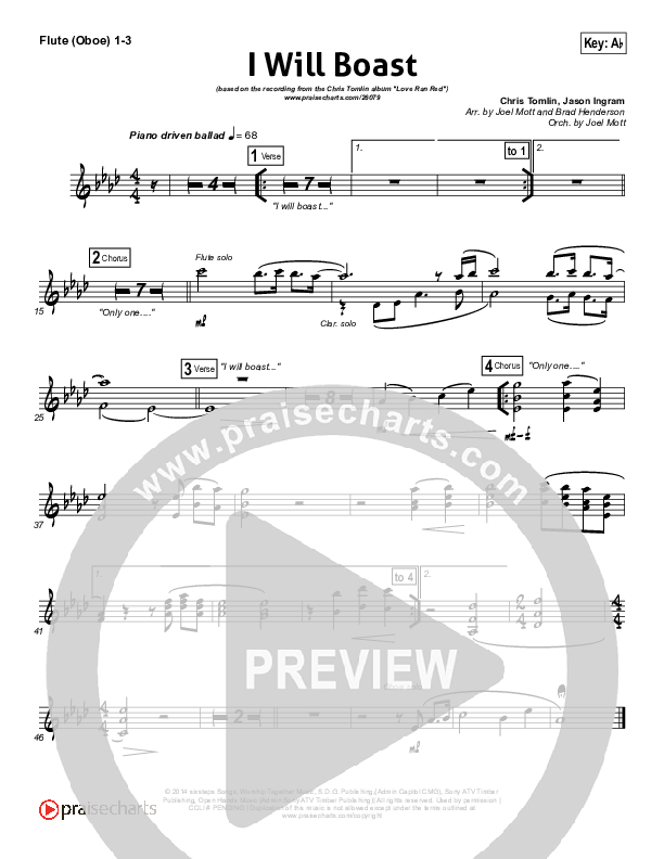 I Will Boast Flute/Oboe 1/2/3 (Chris Tomlin)