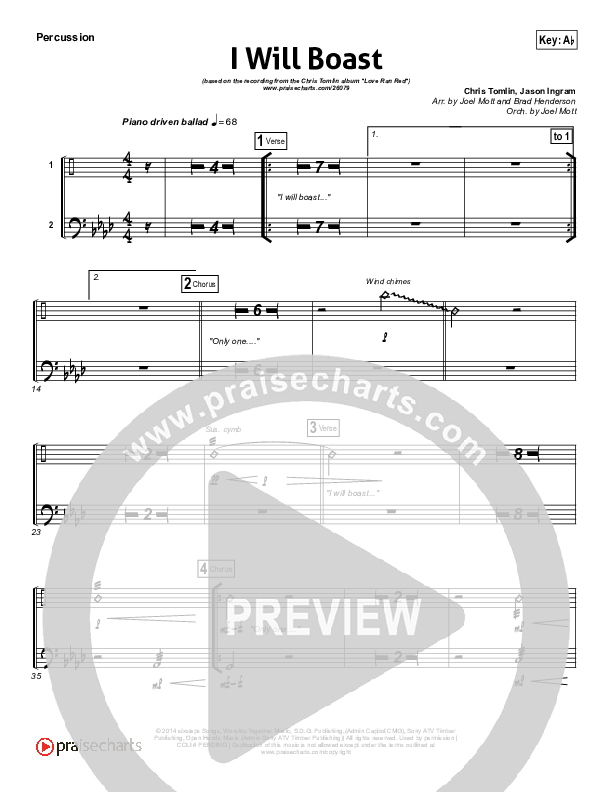 I Will Boast Percussion (Chris Tomlin)