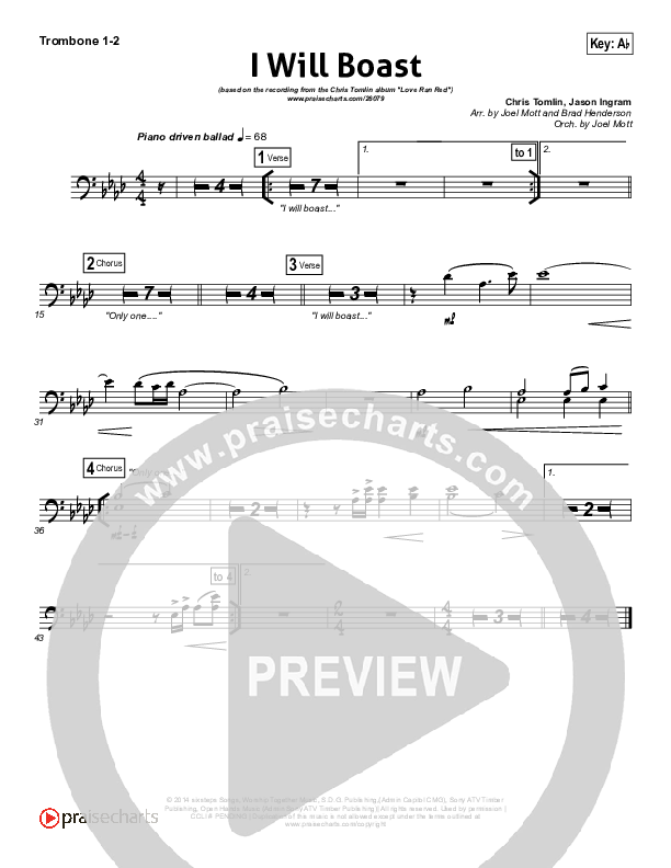 I Will Boast Trombone 1/2 (Chris Tomlin)