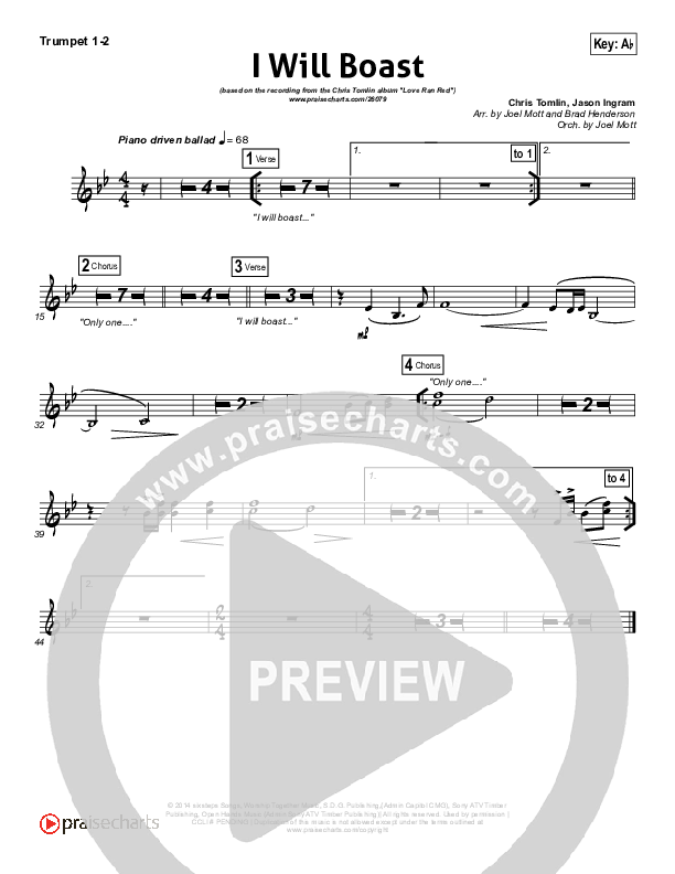 I Will Boast Trumpet 1,2 (Chris Tomlin)