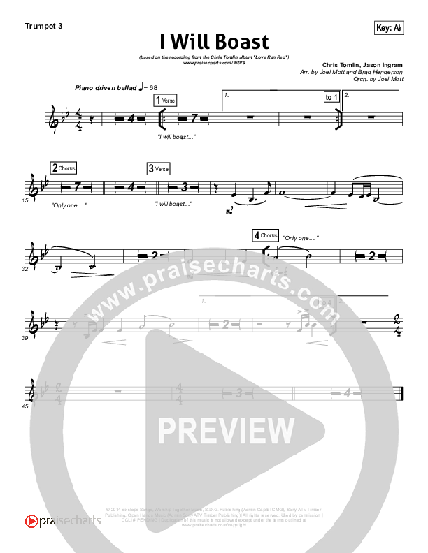 I Will Boast Trumpet 3 (Chris Tomlin)