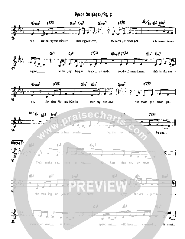 Peace On Earth Lead Sheet (Martha Munizzi)