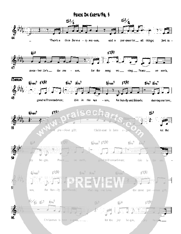Peace On Earth Lead Sheet (Martha Munizzi)
