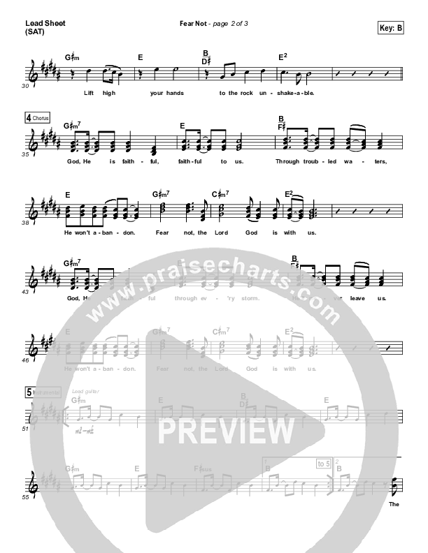 Fear Not Lead Sheet (SAT) (Chris Tomlin)