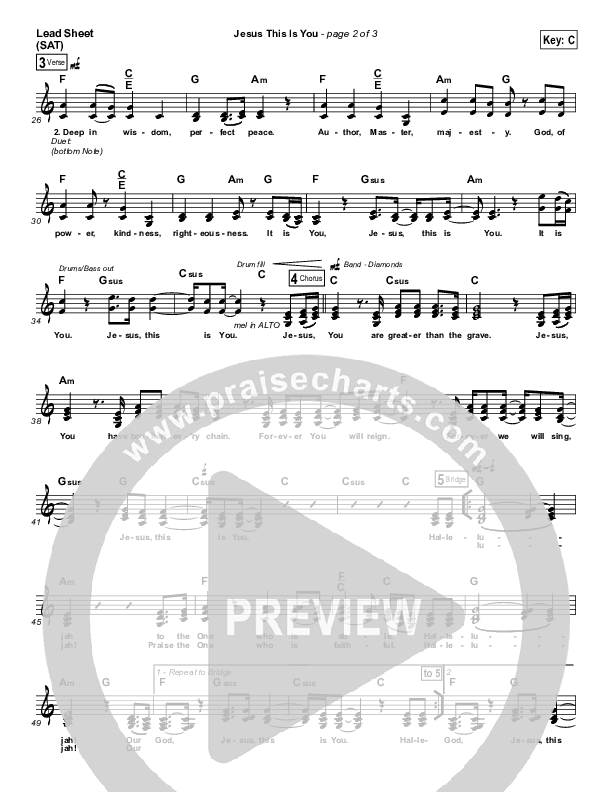 Jesus This Is You Lead Sheet (Chris Tomlin)
