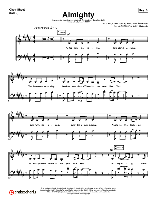 Almighty Choir Sheet (SATB) (Chris Tomlin)