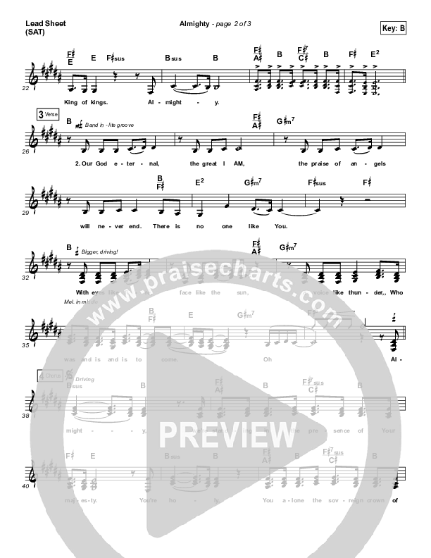 Almighty Lead Sheet (SAT) (Chris Tomlin)