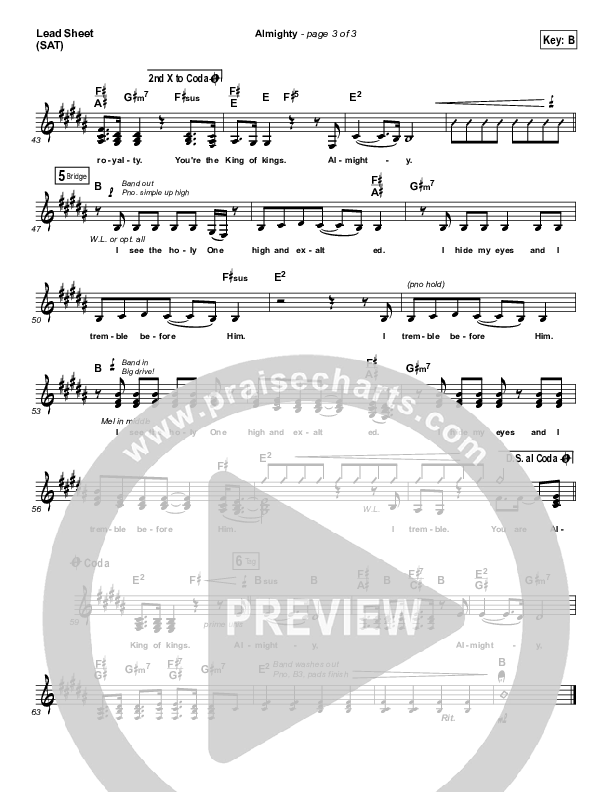Almighty Lead Sheet (SAT) (Chris Tomlin)