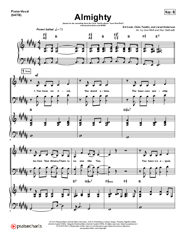 Almighty Piano/Vocal (SATB) (Chris Tomlin)