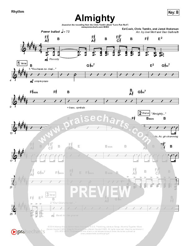 Almighty Rhythm Chart (Chris Tomlin)