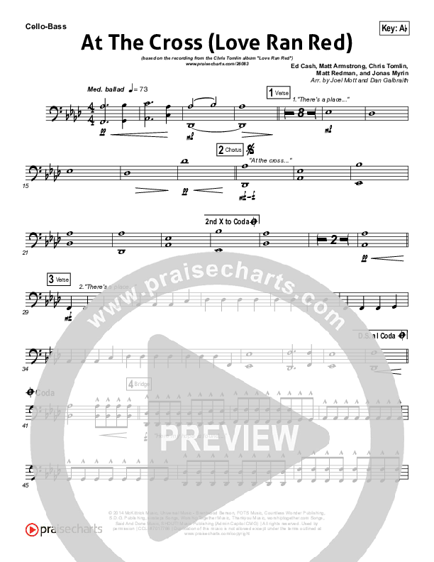 At The Cross (Love Ran Red) Cello/Bass (Chris Tomlin)