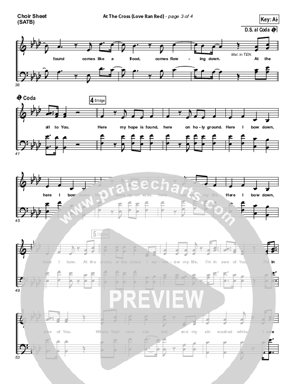 At The Cross (Love Ran Red) Choir Sheet (SATB) (Chris Tomlin)