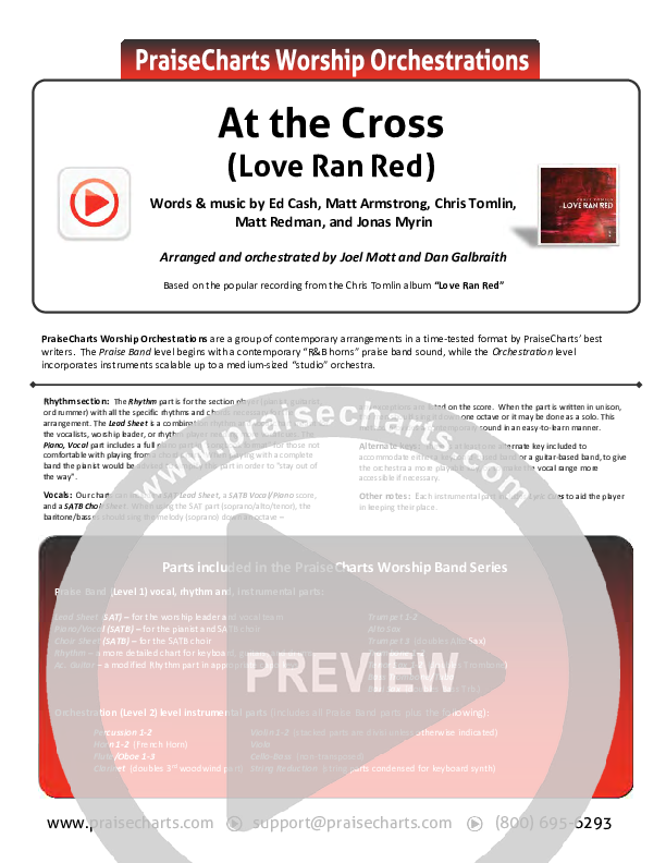 At The Cross (Love Ran Red) Cover Sheet (Chris Tomlin)