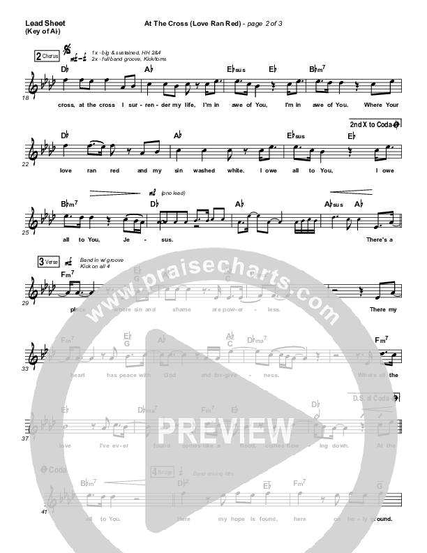 At The Cross (Love Ran Red) Lead Sheet (Melody) (Chris Tomlin)