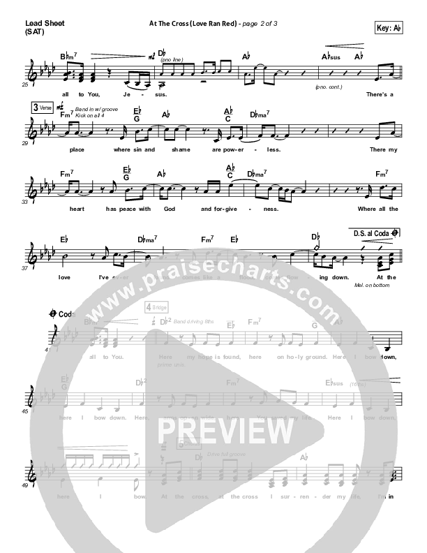 At The Cross (Love Ran Red) Lead Sheet (SAT) (Chris Tomlin)