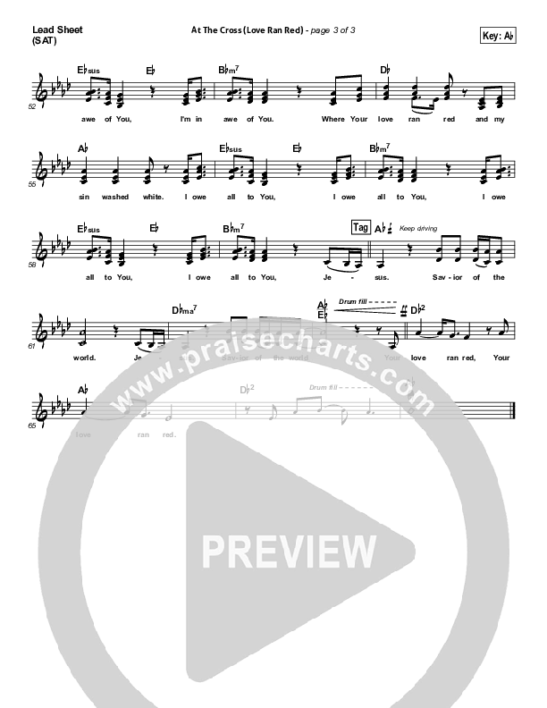 At The Cross (Love Ran Red) Lead Sheet (SAT) (Chris Tomlin)