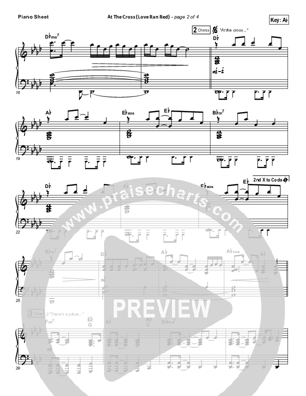 At The Cross (Love Ran Red) Piano Sheet (Chris Tomlin)