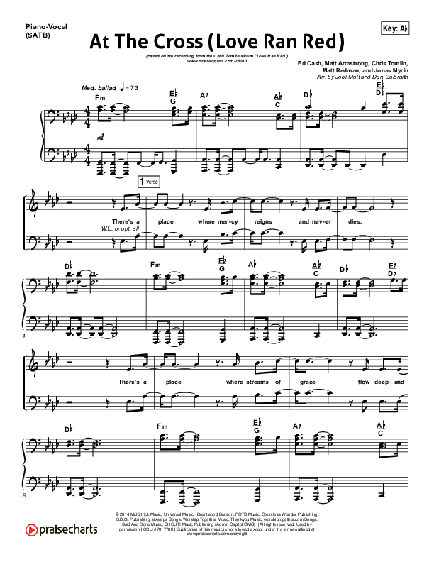 At The Cross (Love Ran Red) Piano/Vocal (SATB) (Chris Tomlin)