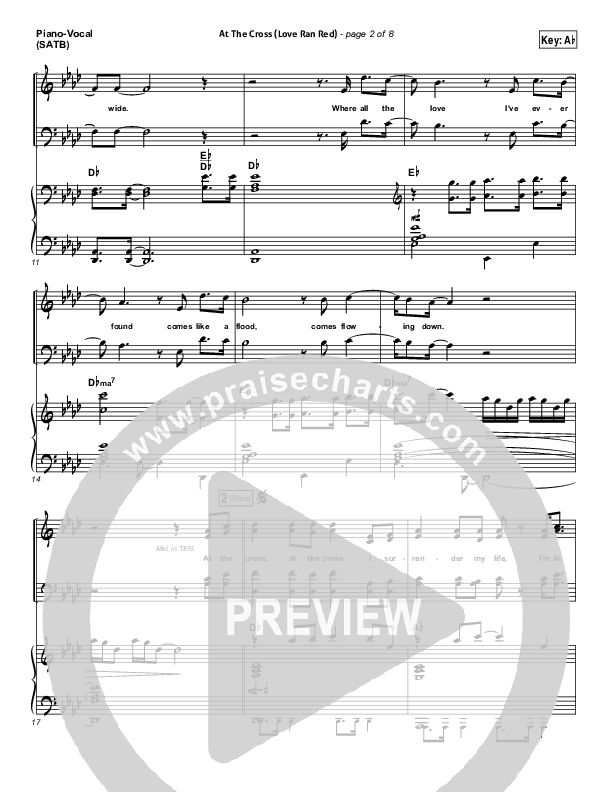 At The Cross (Love Ran Red) Piano/Vocal (SATB) (Chris Tomlin)