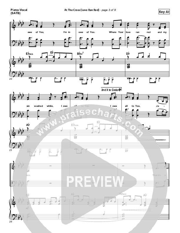 At The Cross (Love Ran Red) Piano/Vocal (SATB) (Chris Tomlin)