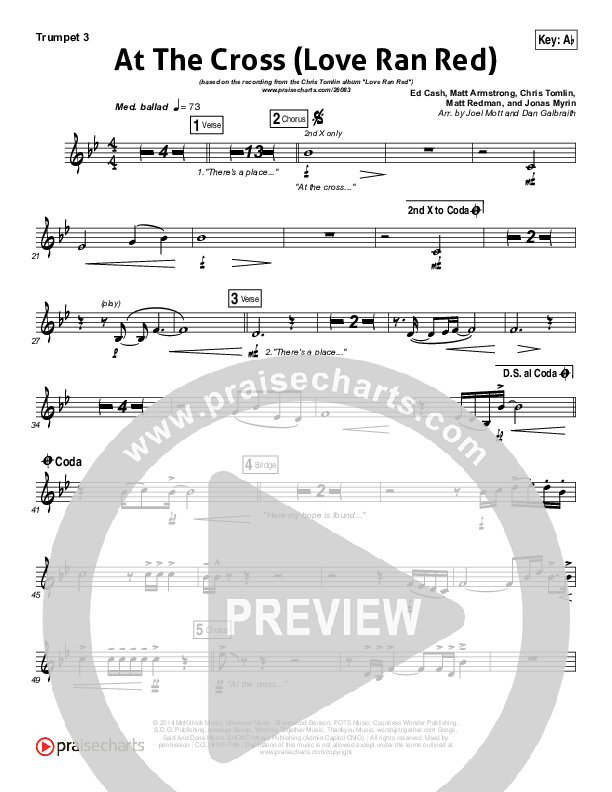 At The Cross (Love Ran Red) Trumpet 3 (Chris Tomlin)