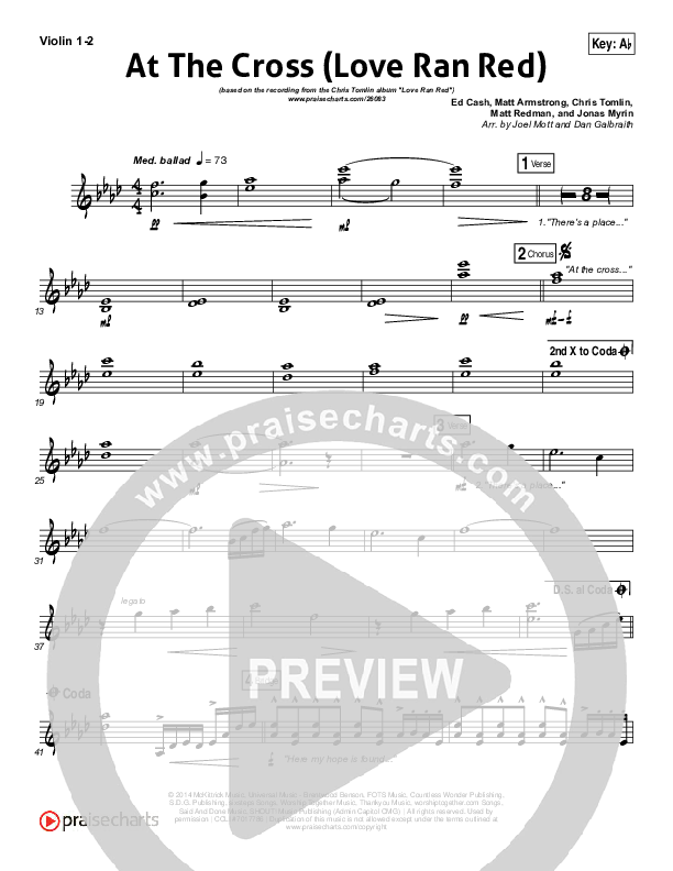 At The Cross (Love Ran Red) Violin 1/2 (Chris Tomlin)