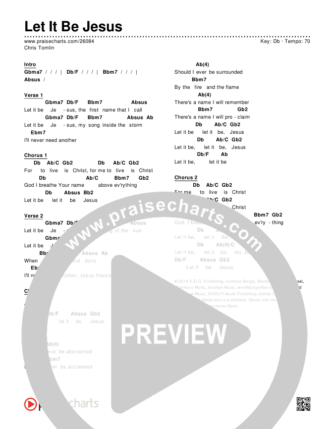 Let It Be Jesus Chords & Lyrics (Chris Tomlin)