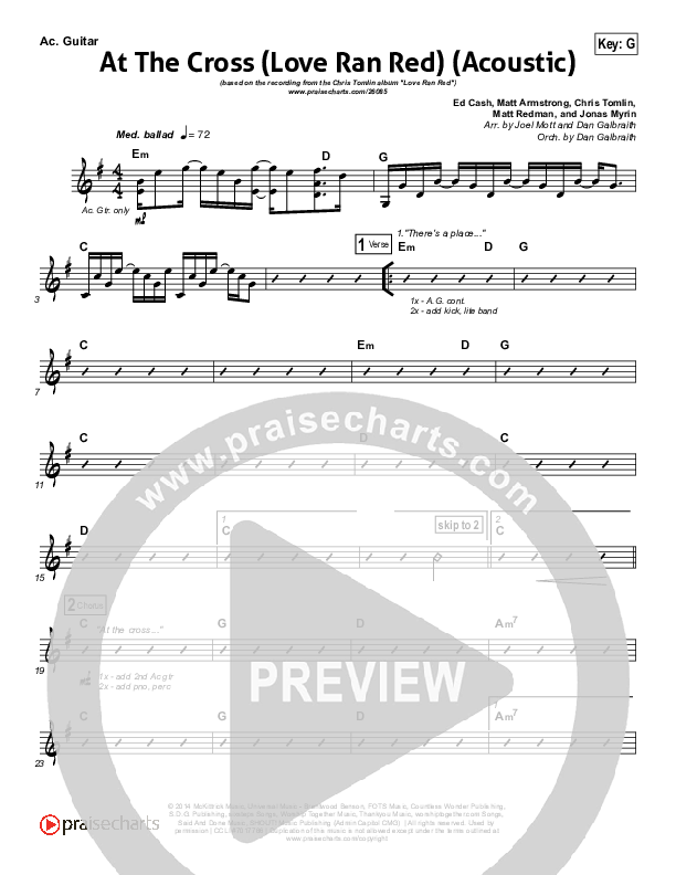At The Cross (Love Ran Red) (Acoustic) Rhythm Chart (Chris Tomlin)