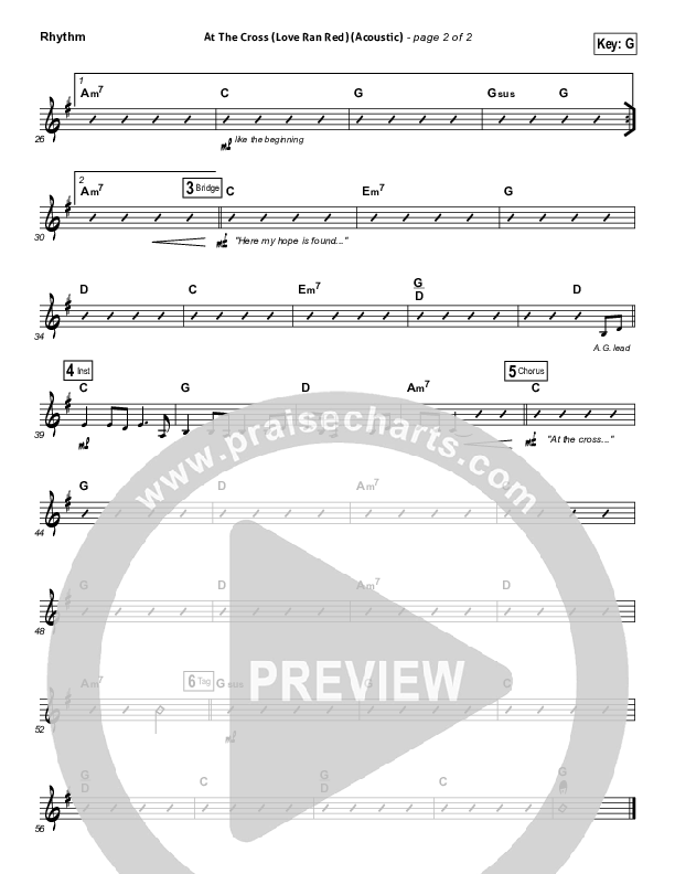 At The Cross (Love Ran Red) (Acoustic) Rhythm Chart (Chris Tomlin)