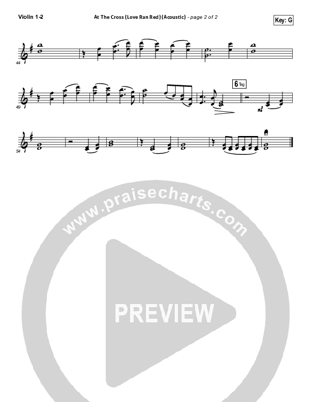 At The Cross (Love Ran Red) (Acoustic) Violin 1/2 (Chris Tomlin)