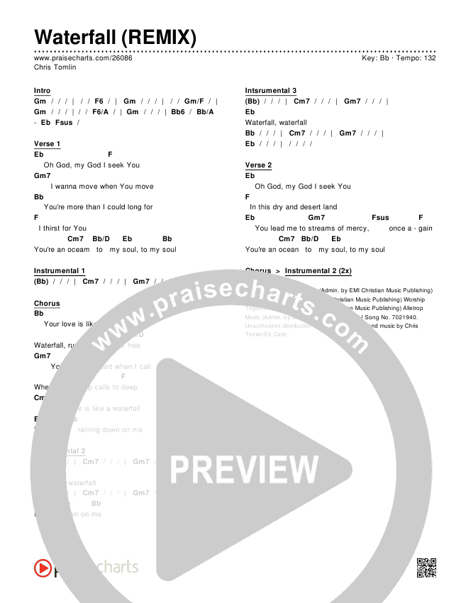Waterfall (Remix) Chords & Lyrics (Chris Tomlin)
